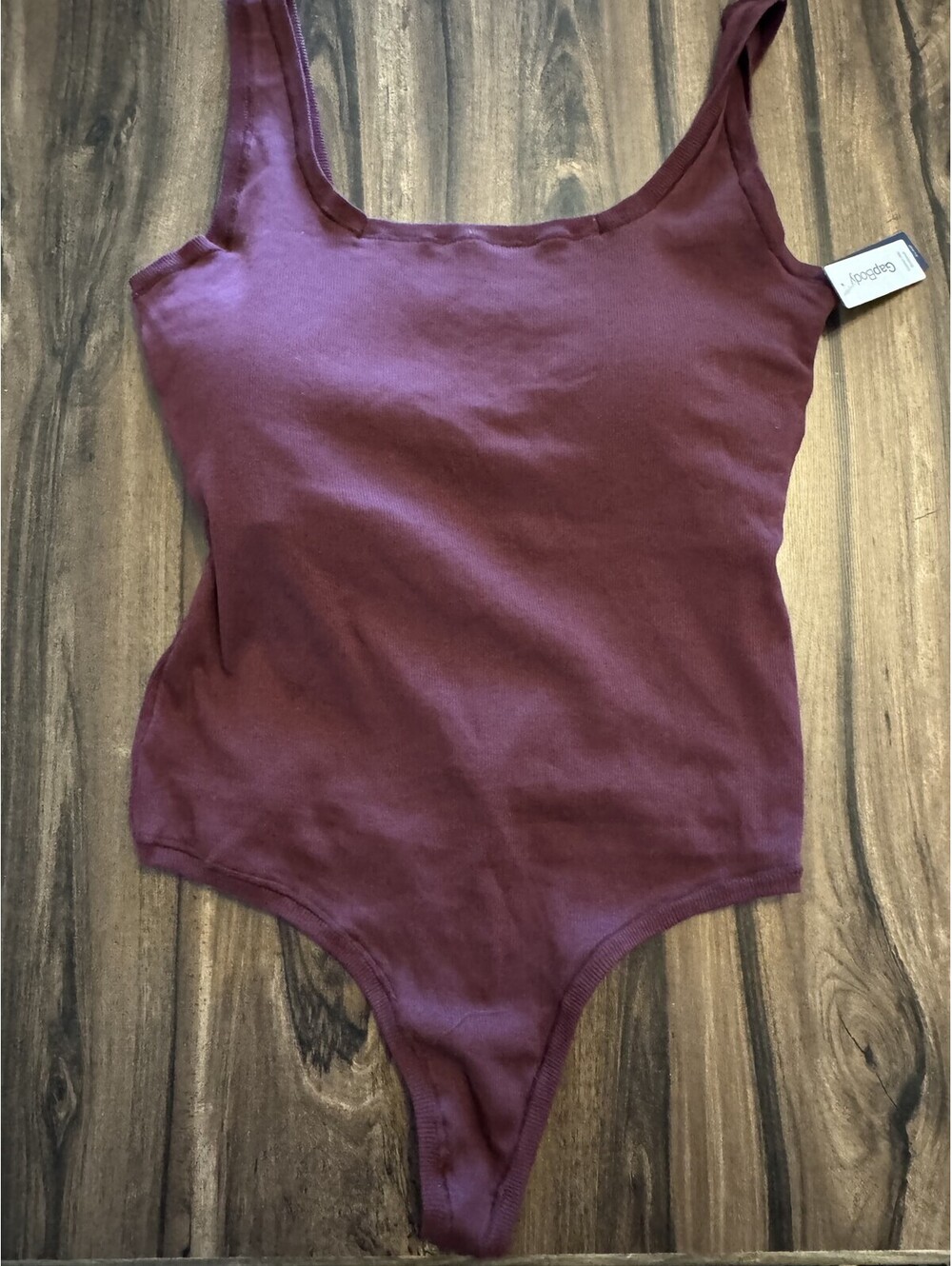Gap Cotton Rib Thong Bodysuit Removable Cups Purple Women Size XL NWT